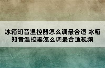 冰箱知音温控器怎么调最合适 冰箱知音温控器怎么调最合适视频